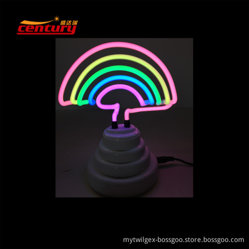 Low Price Rainbow Sign Glass Neon Small Table Lamps